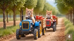 😹Мама кошечка со своим маленьким котёночком собирают помидоры и готовят вкусную еду🔥