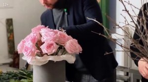 Как ПРАВИЛЬНО сделать букет полусферой в шляпной коробке? Букет из роз в шляпной коробке.