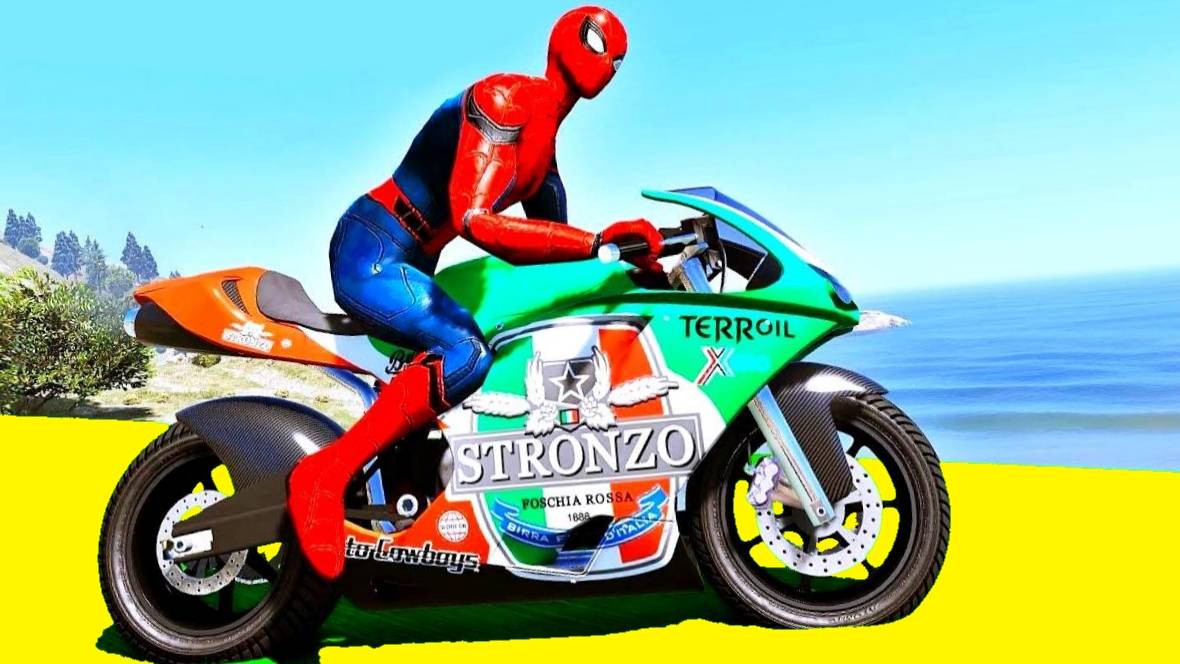 Человек-паук - Супер Гонки на Мотоциклах Паркур Челлендж Супергерои, Халк, Железный Человек