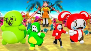 СИЛЬНЫЙ Джей Джей и семья ЖИРНОГО Майки против ИГРЫ В КАЛЬМАРА! Анимация Роблокс