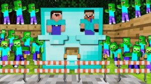 Мир уменьшился Нуб и Про в 1 блок построили дом в Алмазе против Зомби Апокалипсис в Майнкрафт!