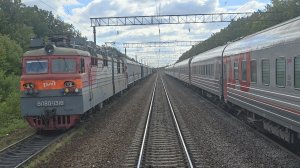 из окна поезда | грузовики на обгонах и ЭП1М-776 с 38-ым | Пухово