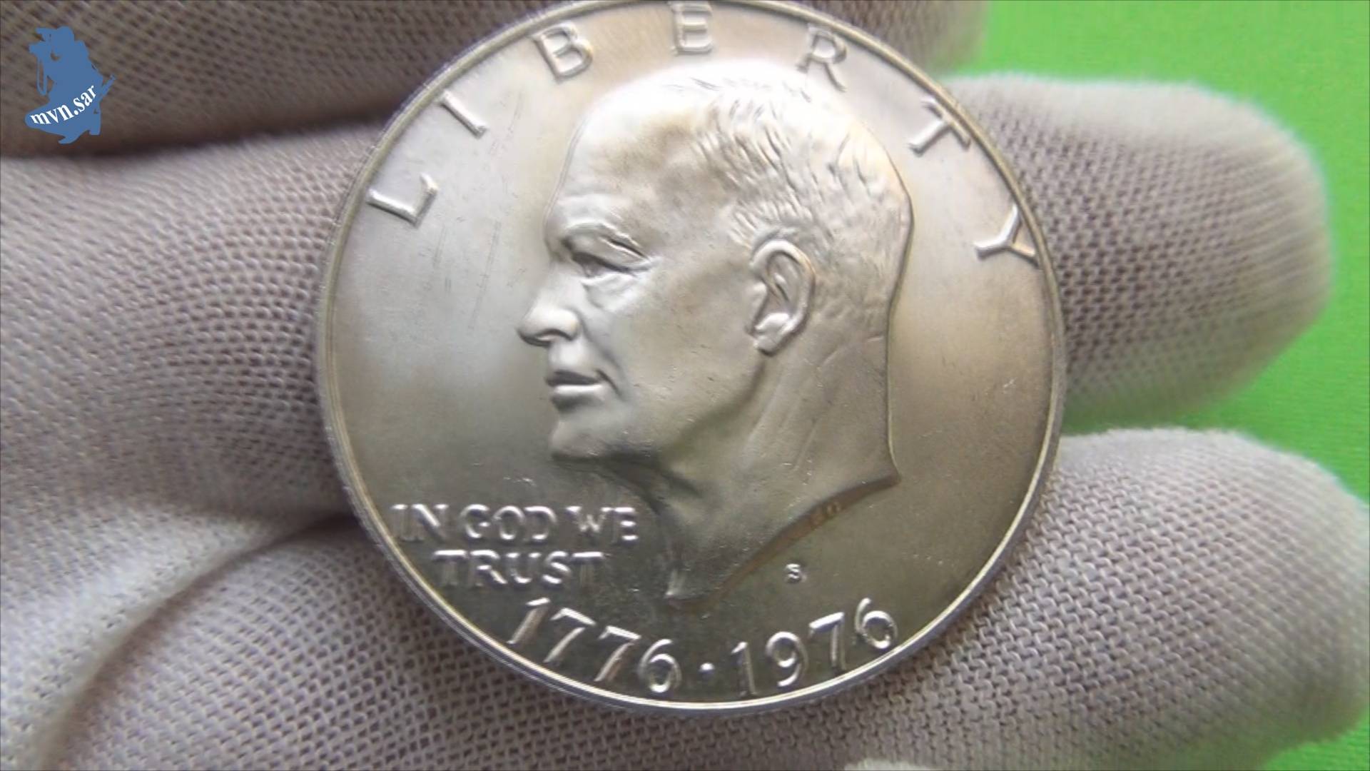 1 доллар 1776-1976гг.  США.   Монетный двор S Cан-Франциско ЭЙЗЕНХАУЭР СЕРЕБРО . Лунный доллар .#920