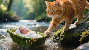 Храбрая мама-кошка и крошечный котёнок спасают малыша, уносимого течением реки | Видео о кошках