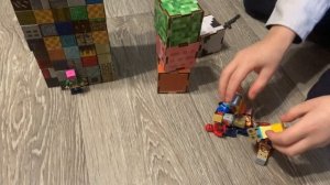 Майнкрафт. Майнкрафт магнитные блоки. Построили башню, замок.