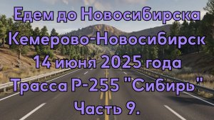 Едем до Новосибирска. Кемерово-Новосибирск. 14 июня 2025 года. Трасса Р-255 "Сибирь" Часть 9.