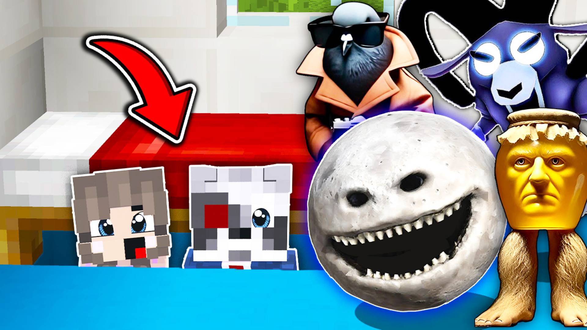 НУБ И ПРО СПРЯТАЛИСЬ ПОД КРОВАТЬЮ ОТ ЛУНА ПРОСНУЛАСЬ В МАЙНКРАФТ БАРАН 99 НОЧЕЙ В ЛЕСУ БРЕЙНРОТ МЕМ смотреть онлайн