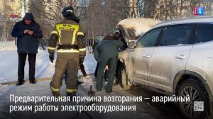 В Ноябрьске сгорел автомобиль на улице Ленина, 74