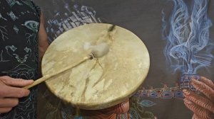 Шаманский бубен 50 см с резной рукоятью