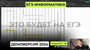 Подготовка к ЕГЭ 2026. Демоверсия ЕГЭ по информатике 2024. Задания 9 - 18 за 30 минут