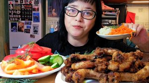 Мукбанг | Шейки куриные острые,Овощи | Обжор Асмр