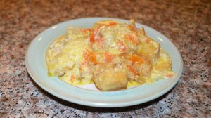 Филе трески с картофелем и луком,под майонезом