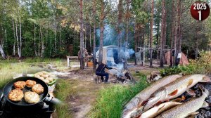 На рыбалку с Удинцевыми. Сезон 2025. Новые места, быт, котлеты из щуки. Приходил медведь... 1с