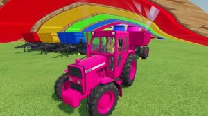 ДЕТСКИЙ ТРАКТОР РАБОТАЕТ НА МУЛЬТЯШНОЙ ФЕРМЕ. КРАСОЧНЫЙ МУЛЬТФИЛЬМ ПРО ТРАКТОР.