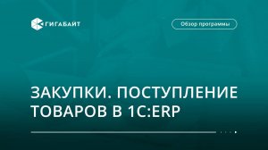 Управление закупками в 1С:ERP. Поступление товаров