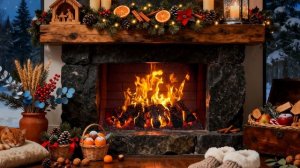 Уютный Зимний Камин 4К. Спокойный Домашний фон-заставка для Уютного Вечера