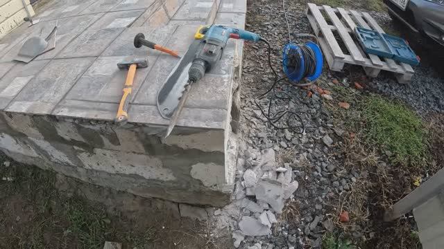 Крыльцо, ступени своими руками! Облицовка керамогранитом, стартую часть 1. смотреть онлайн