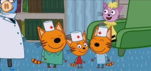 Три Кота Мультфильм Игра Прививка для котят..