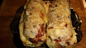 Очень вкусные получились кабачки. Рецепт. Готовлю в Аэрогриле.  Фаршированные кабачки с фаршем..