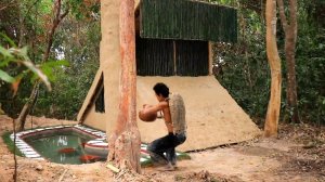 Строительство пруда для разведения рыбы у хижины.