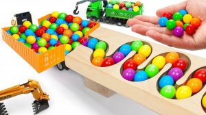 Забег мраморных шариков Склон ☆ Самосвал Экскаватор Скорая помощь Погрузчик Мусоровоз Трактор