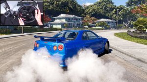 Drifting Nissan Skyline GTR R34 - The Crew Motorfest ｜ Steering Wheel Gameplay