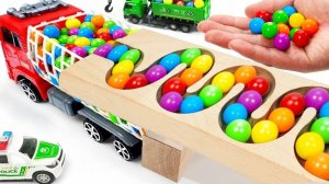 Забег мраморных шариков Склон ☆ Самосвал Экскаватор Скорая помощь Погрузчик Мусоровоз Трактор