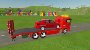 МУЛЬТИКИ ПРО МАШИНКИ. ПЕРЕВОЗКА МАШИН СКОРОЙ ПОМОЩИ И ПОЛИЦЕЙСКИХ МАШИН НА БОЛЬШИХ АВТОВОЗАХ.