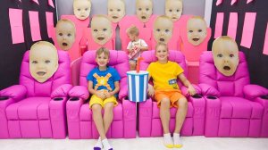 Влад и Ники Челлендж в кинотеатре для детей!