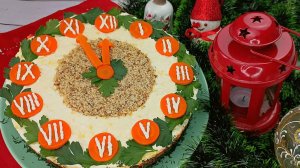 Рецепт салата Новогодние ЧАСЫ Новогодний стол 2026. Что приготовить на Новый год. Новогоднее меню.