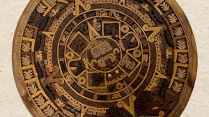 Деревянный винтажный ацтекский календарь из Мексики. Конец 1990-х