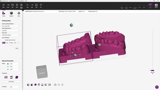 Замена опорной платформы для 3D печати (GAMMA DENTAL)