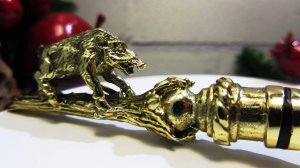 Чайная ложка Кабан со вставкой из латуни