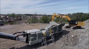 Работа измельчительной установки по переработке природного камня и бетонного боя Lippmann