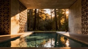 brutalist ambient ｜｜ pool house ｜｜ autumn