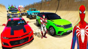 ЧЕЛОВЕК-ПАУК, Маккуин, Катаемся на крутых разноцветных машинках СУПЕРГЕРОИ из мультиков для детей!