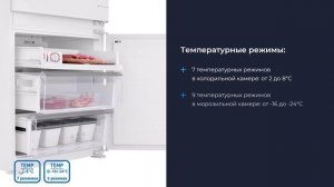 Встраиваемый двухкамерный холодильник ZUGEL ZRI2003FNF (Full No Frost, Inverter)