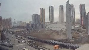 Опора комплекса "Снежком", который сейчас демонтируют, обрушилась в подмосковном Красногорске, уп...