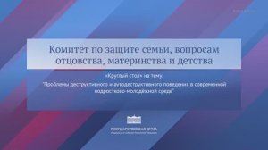 Госдума Комитет по защите семьи, вопросам отцовства, материнства и детства, 10 ноября 2025 года