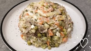 Сытный с нежный говядиной, салат столичный