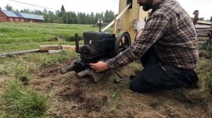 Механическая пила и дровокол на базе диезльного двигателя 1939 года