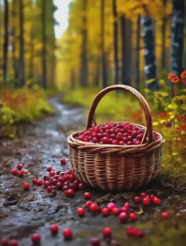 Футаж, Ягоды в корзине, лес, природа