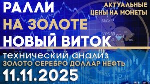Ралли на золоте возвращается? Анализ рынка золота, серебра, нефти, доллара 11.11.2025 г