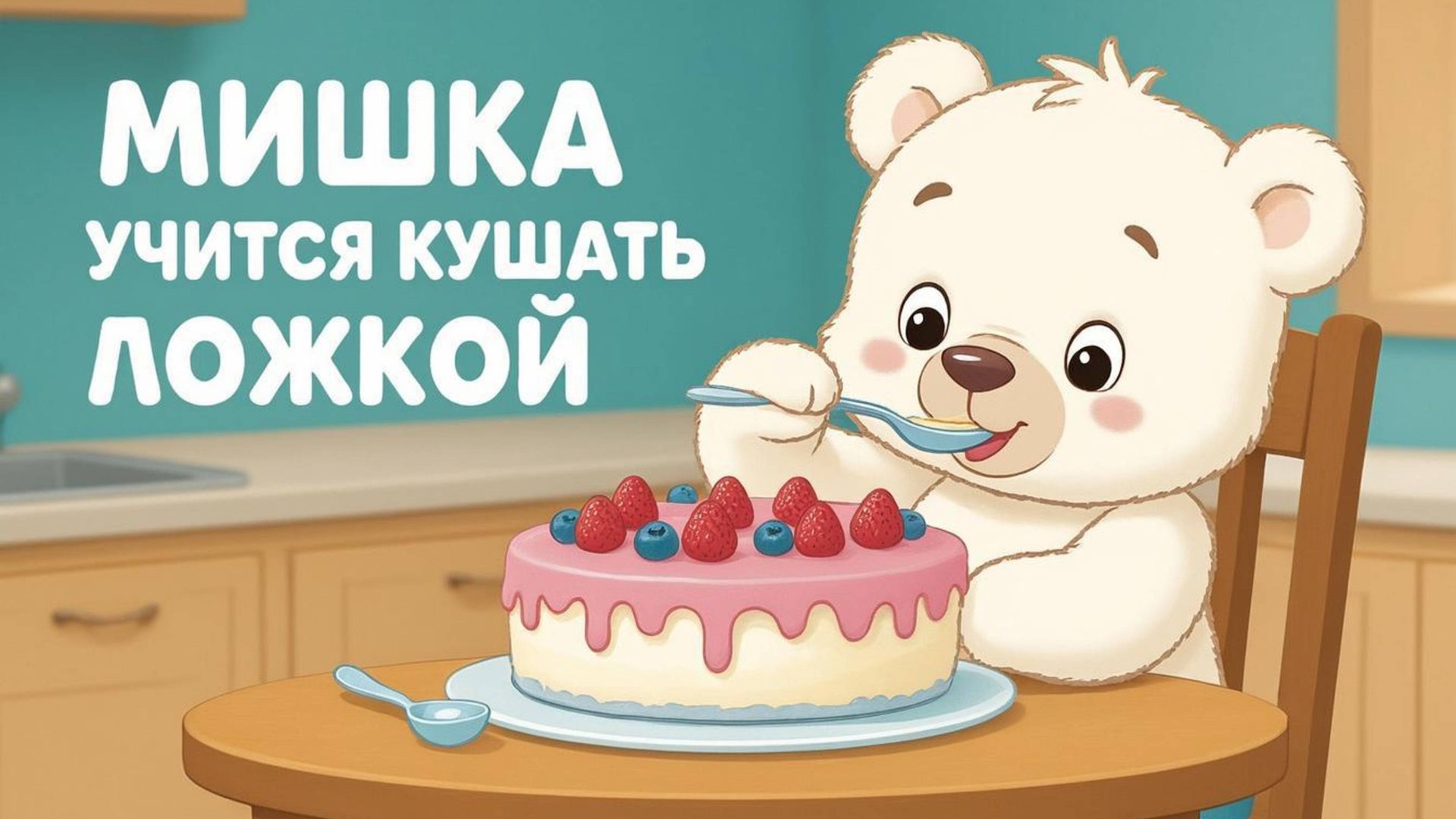 Мультфильм для детей. Мишка учится кушать ложкой смотреть онлайн