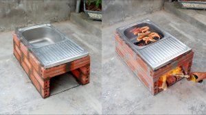 Сделайте деревянную печь из раковины и цемента.