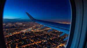 Атмосферные звуки в самолете с темным экраном для сна