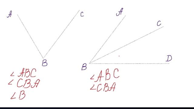 Как читать названия углов. Порядок букв в названии угла.