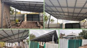 Навес из зелного профнастила в Ясиноватском рн. Минеральный