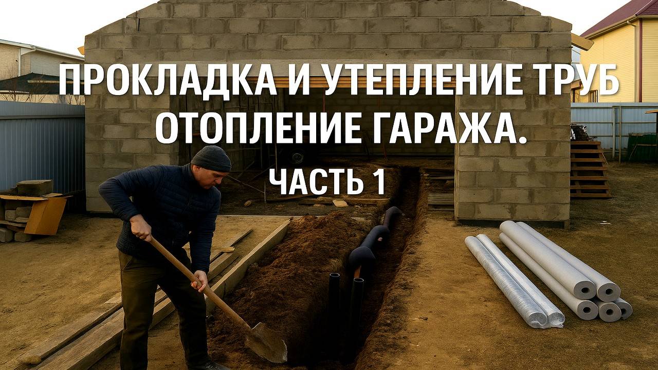 ОТОПЛЕНИЕ ГАРАЖА. ПРОКЛАДКА И УТЕПЛЕНИЕ ТРУБ. ЧАСТЬ 1.