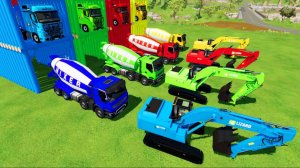 Мультики Катаемся на крутых разноцветных машинках, грузовиках и экскаваторах из мультиков для детей